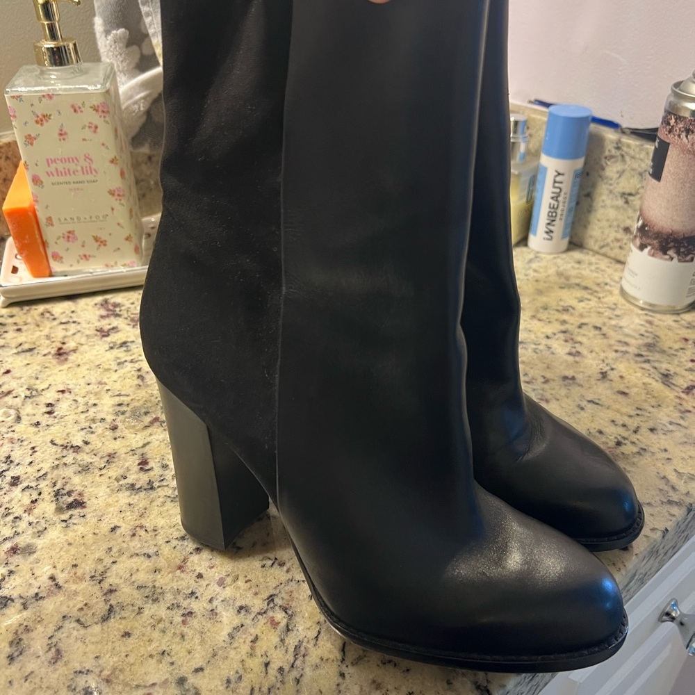 Sam Edelman half leather and suede mid calf boot 8.5